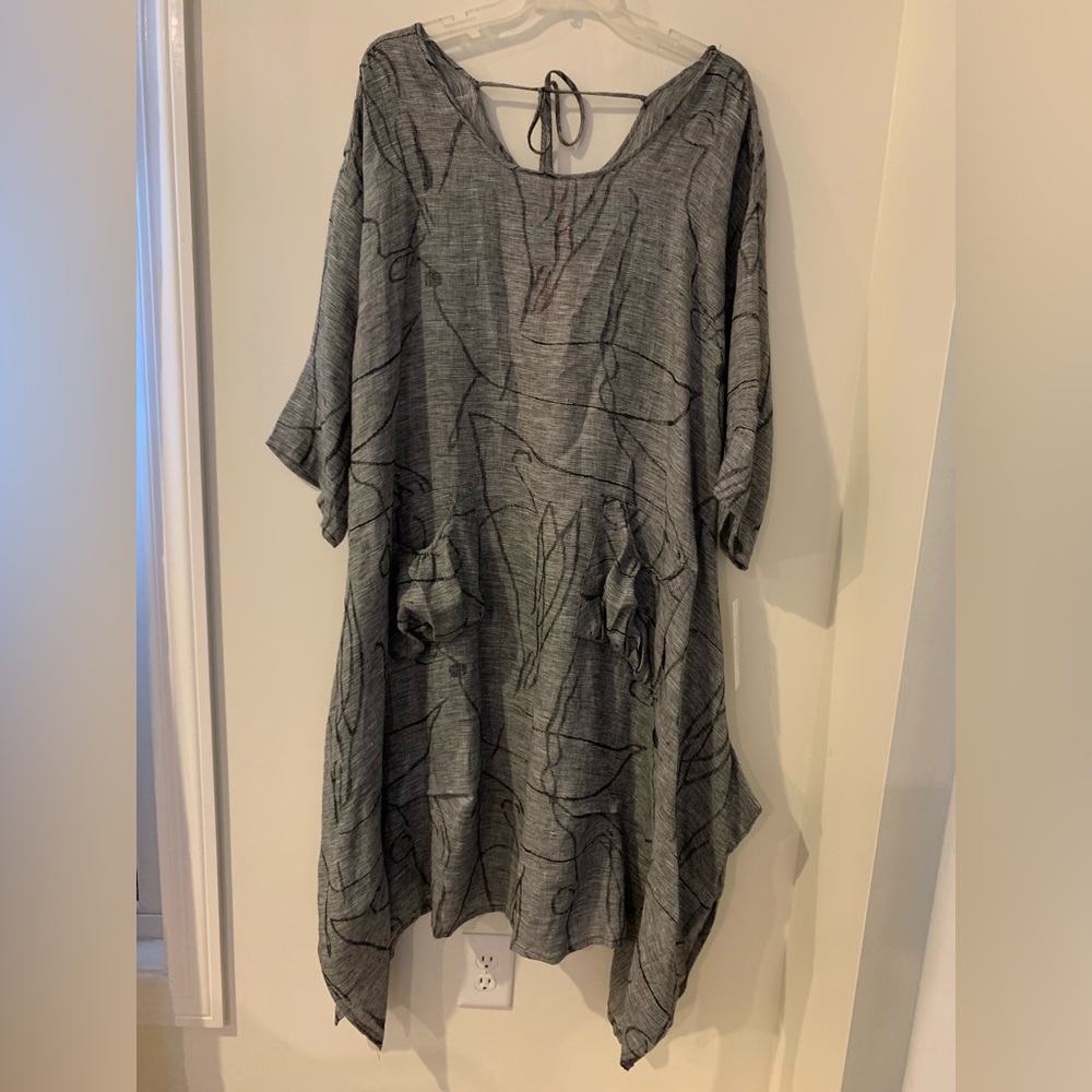 IC by Connie Black Linen Dress 2x NWT